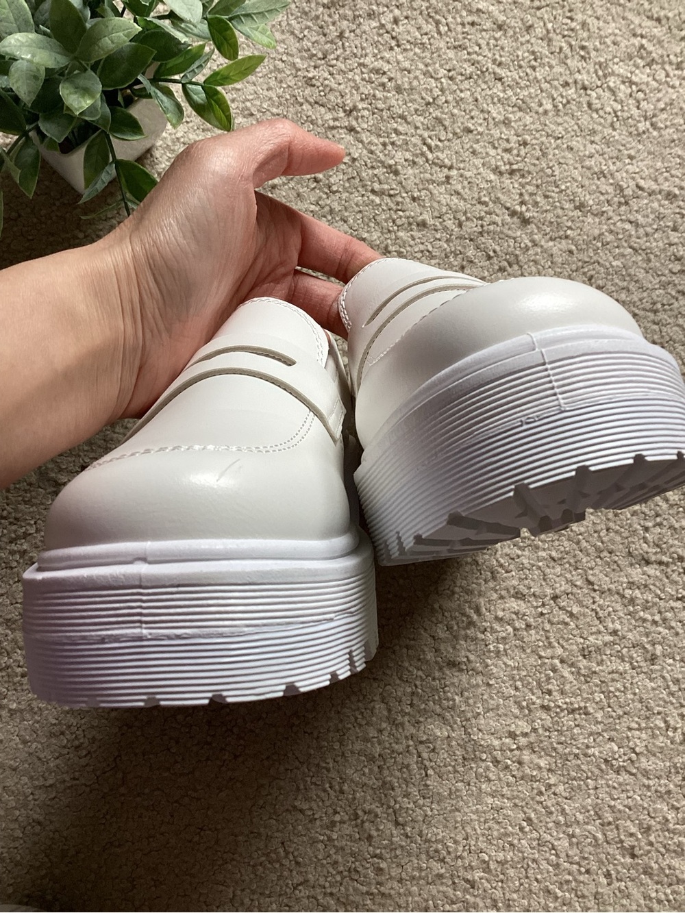 Qupid White Penny Loafer Chunky Platform Shoes Size 8 - Picture 8 of 10